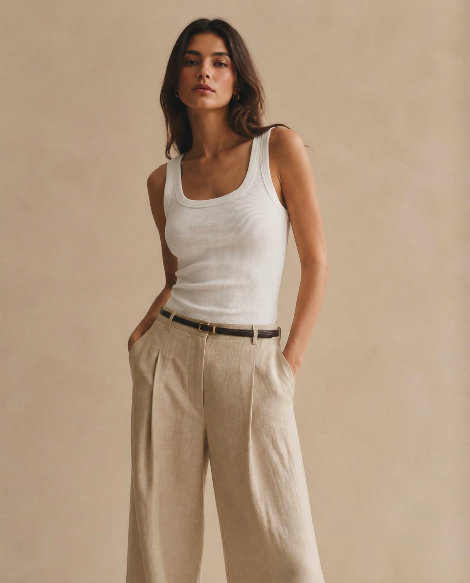 Mujer usando la remera Véra con push up incorporado en color blanco